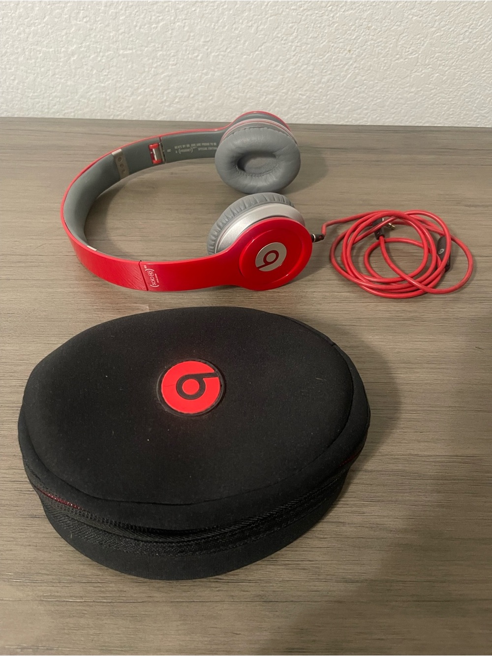 Beats by Dre Solo On-Ear Headphones - Red with Gray Cushions